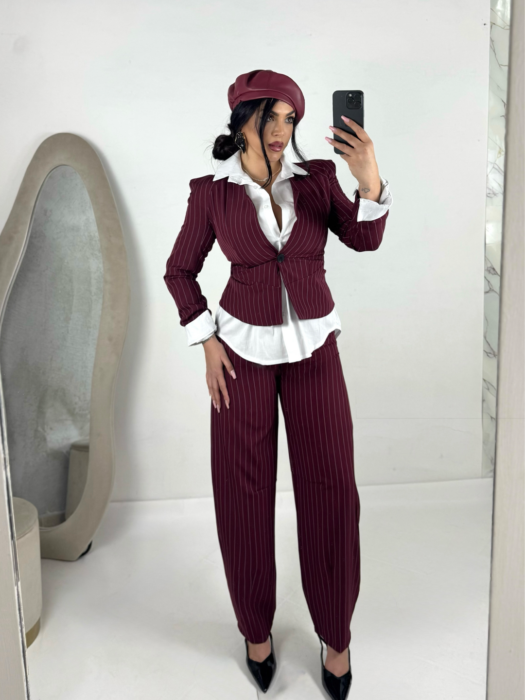 Tailleur gessato “Valery”