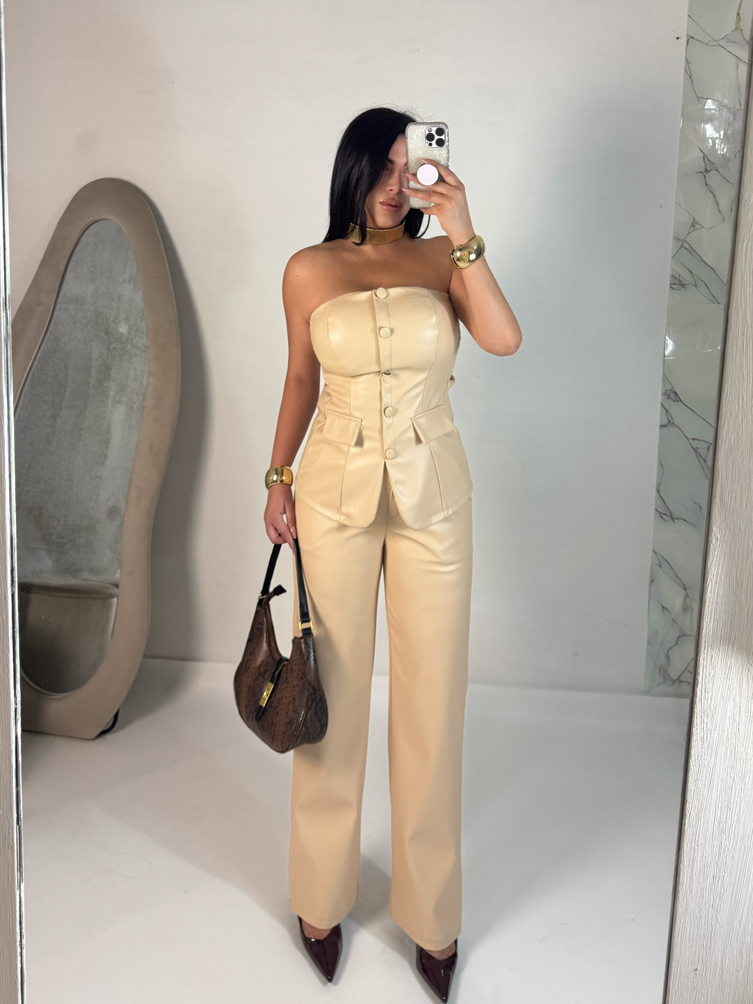 Coordinato in eco pelle “Ambra”