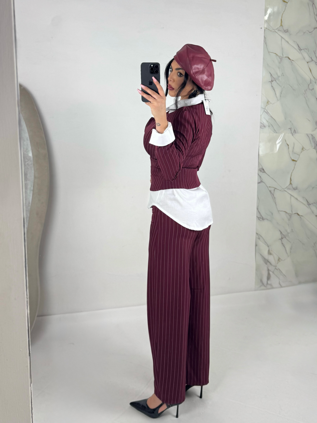 Tailleur gessato “Valery”