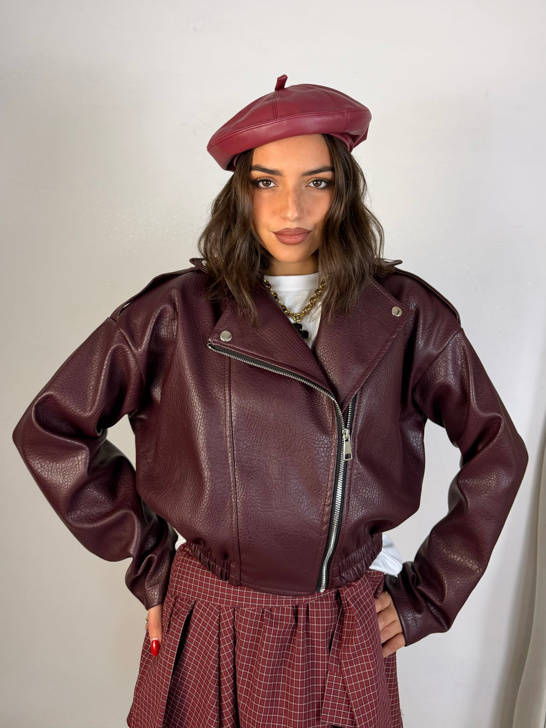 Giubbotto bomber chiodo in eco pelle