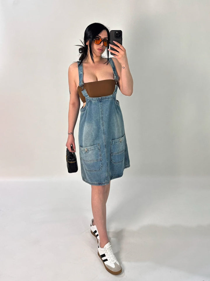 Salopette a gonna in jeans “Jolie”