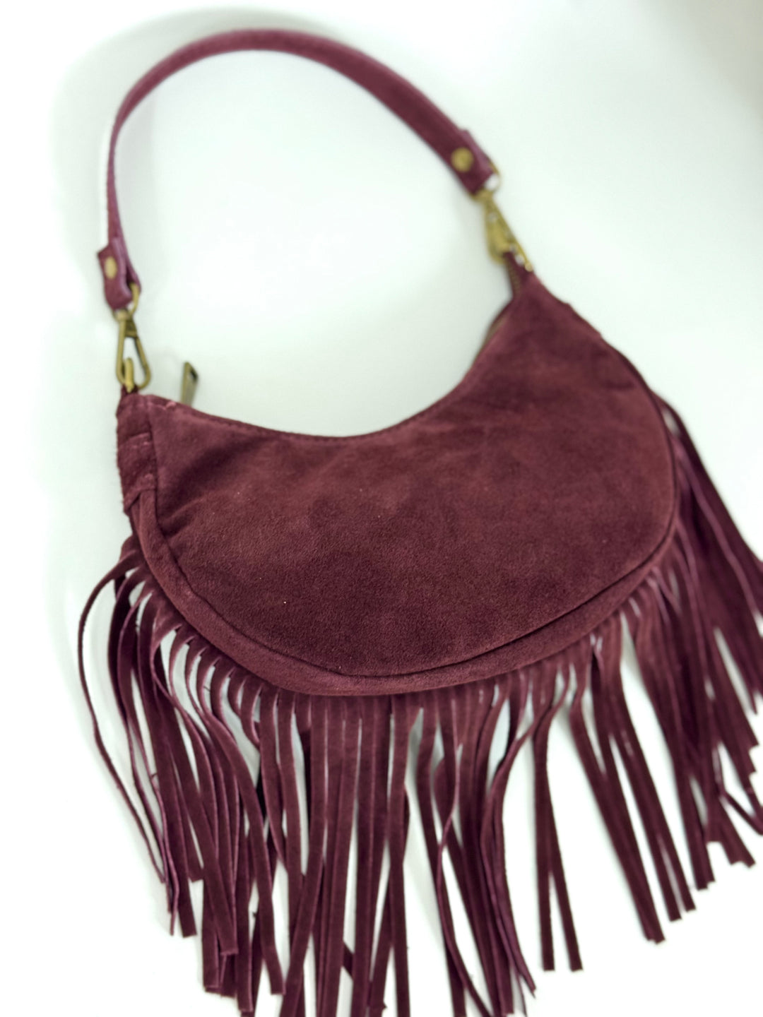 Borsa con frange in vera pelle “New York”