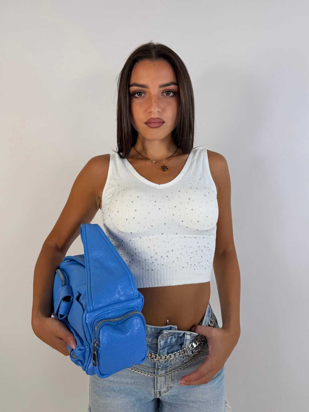 Crop top modellante con coppe “Diamond”