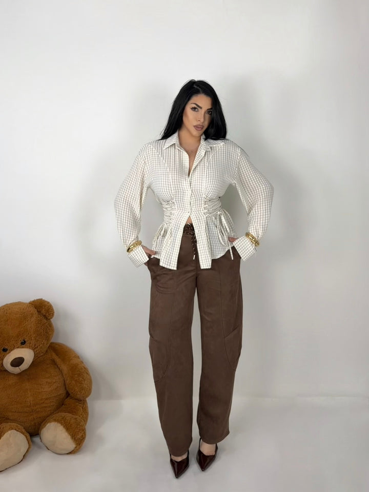 Pantaloni balloon scamosciati “Axis”