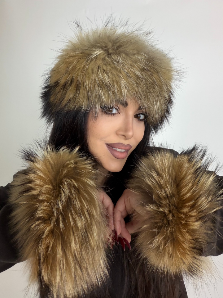 Coppia di polsini in vera pelliccia di volpe vintage  02