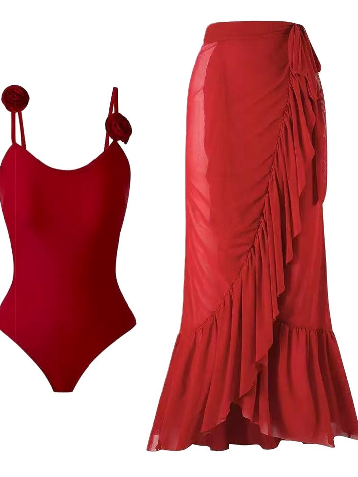 Coordinato costume e gonna copricostume “Roses”