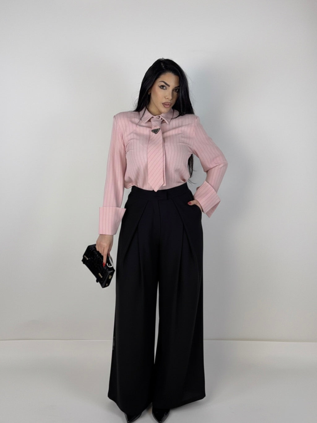 Pantaloni a palazzo con pench “Paris”