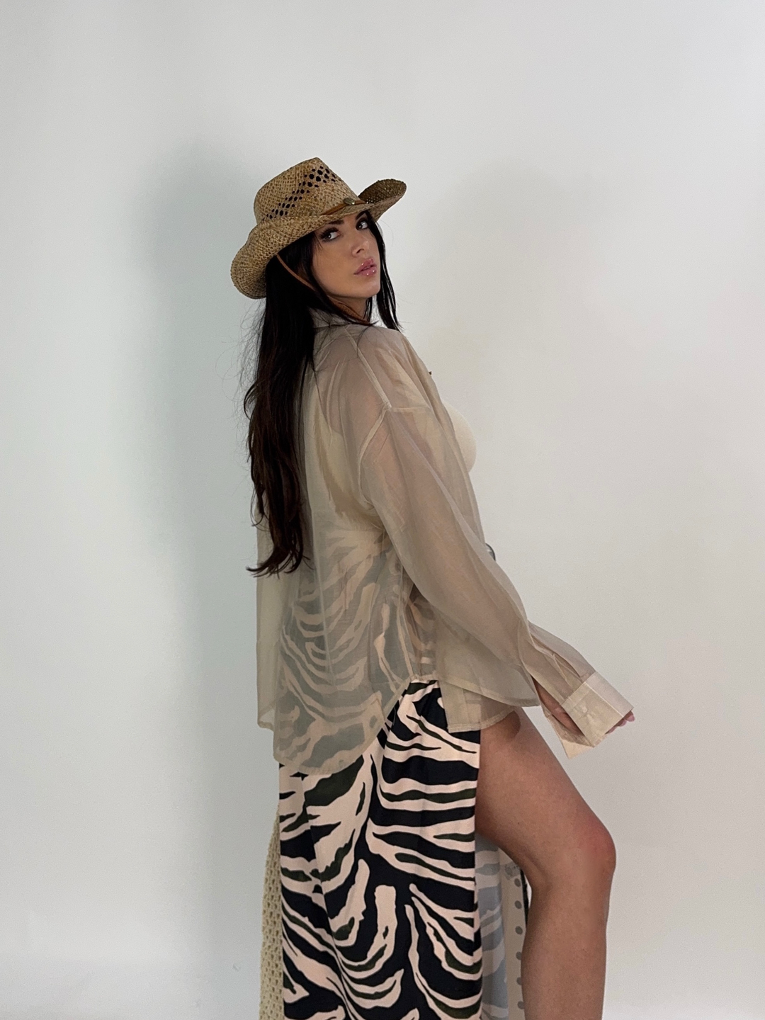 Maxi camicia in organza “Tulum”