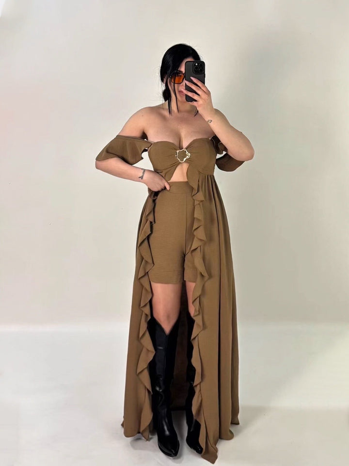 Coordinato top lungo e pantaloncini “Coachella”