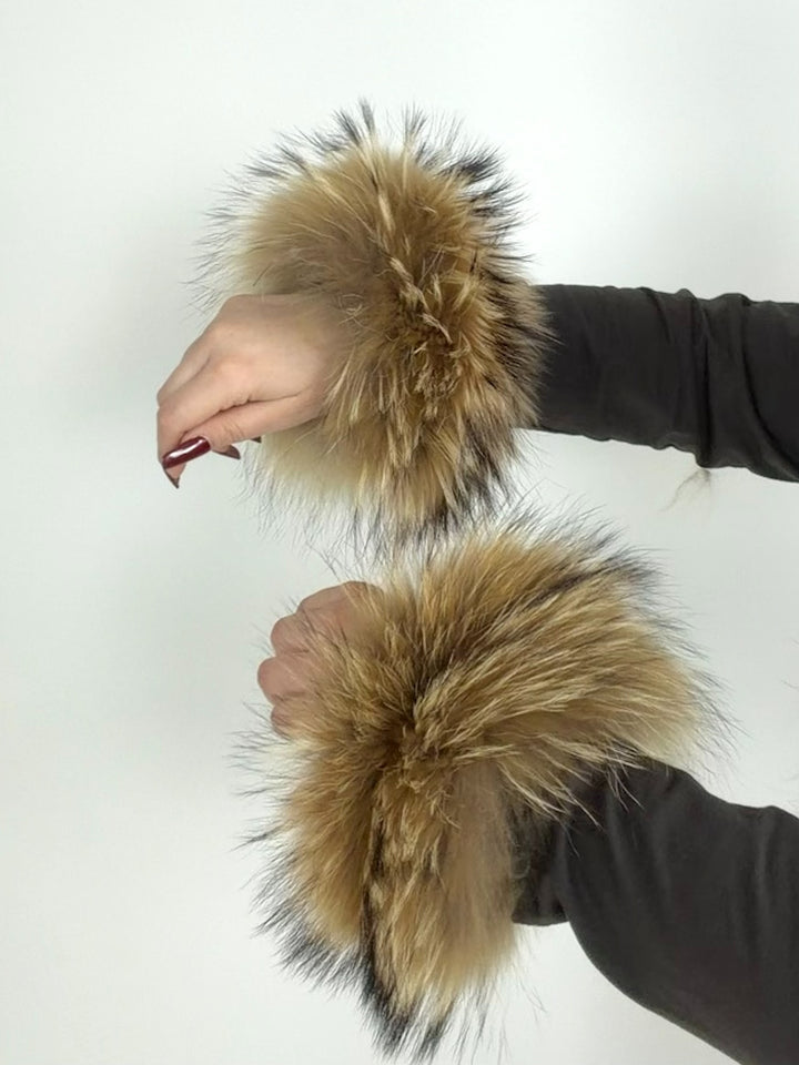 Coppia di polsini in vera pelliccia di volpe vintage  02