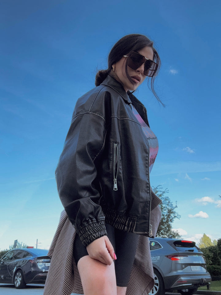 Giubbotto bomber in eco pelle “Dominique”