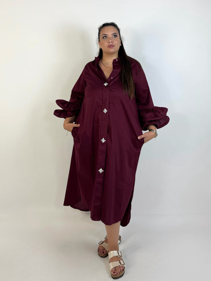 Abito camicia con bottoni gioiello “Shine”