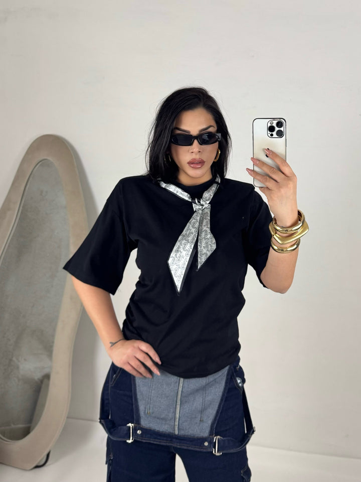 Maxi t shirt con foulard e spalline
