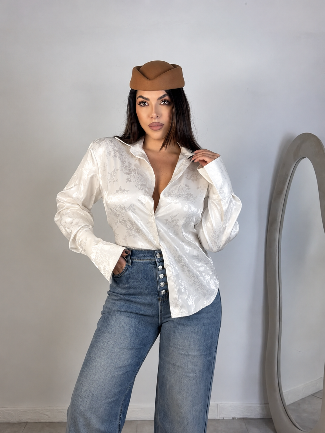 Camicia in Jacquard spalline rinforzate “Saint”