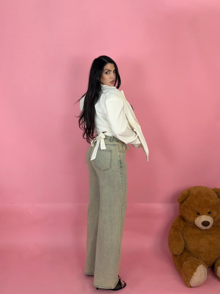 Jeans sabbiato wide leg “Vania”