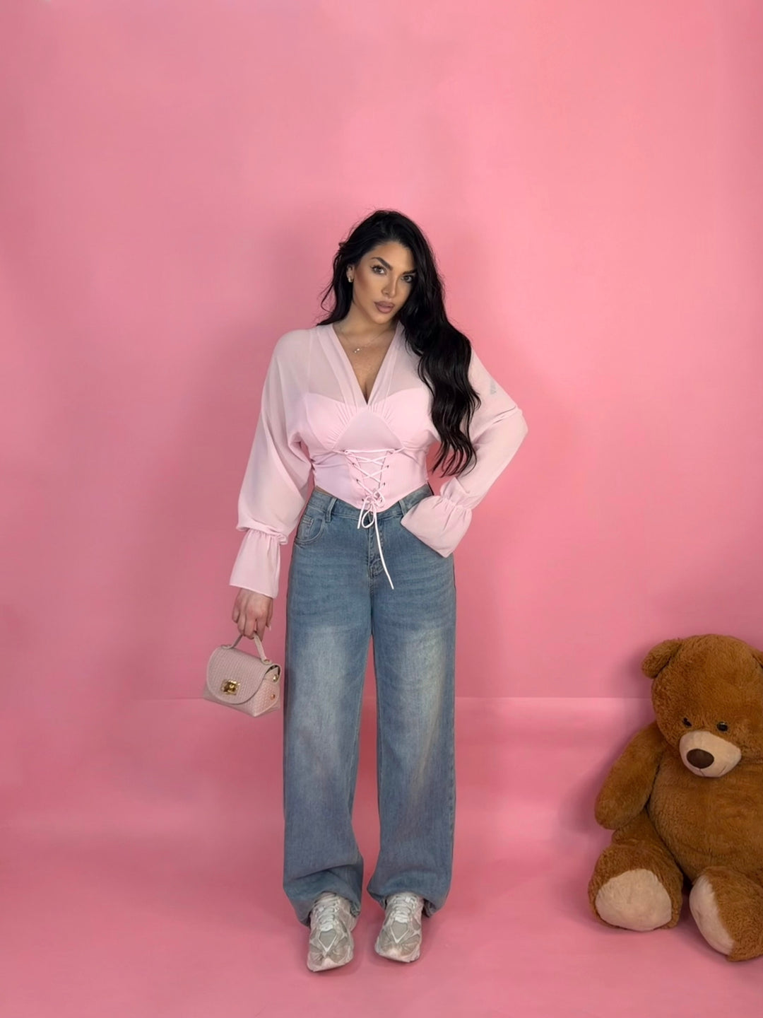 Jeans con tasca in strass "Candy"