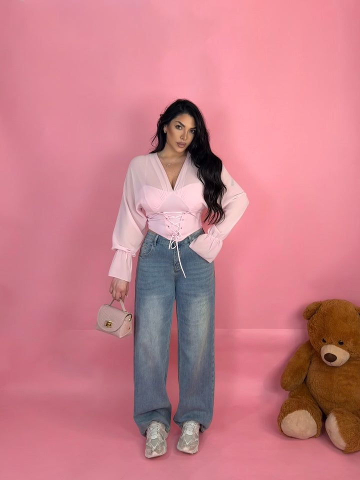 Jeans con tasca in strass "Candy"