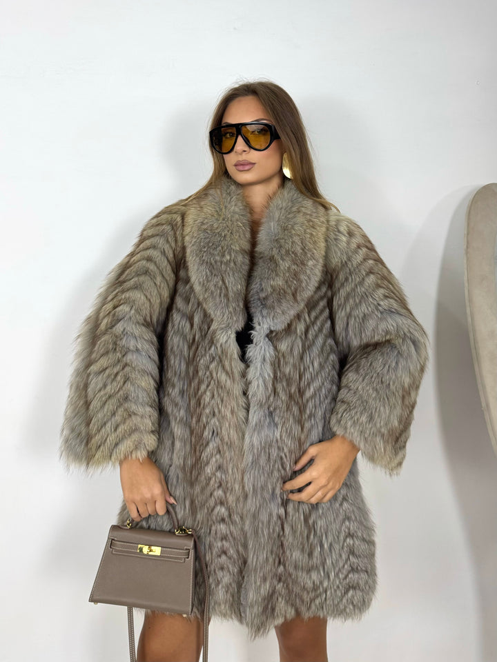 Pelliccia in volpe argentata Vintage 44