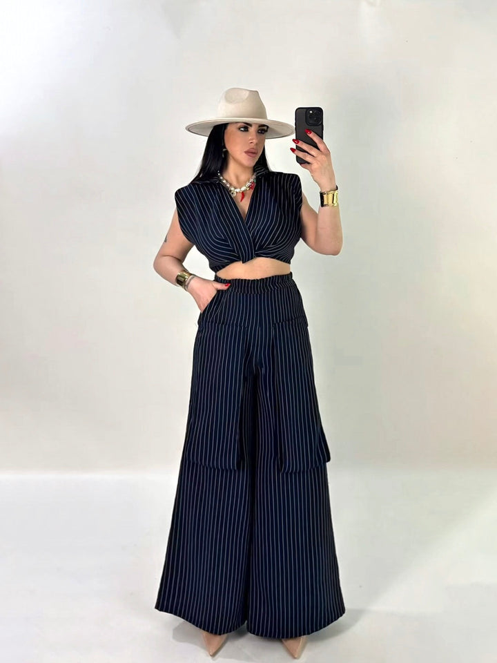 Coordinato effetto lino “Pinstripe”