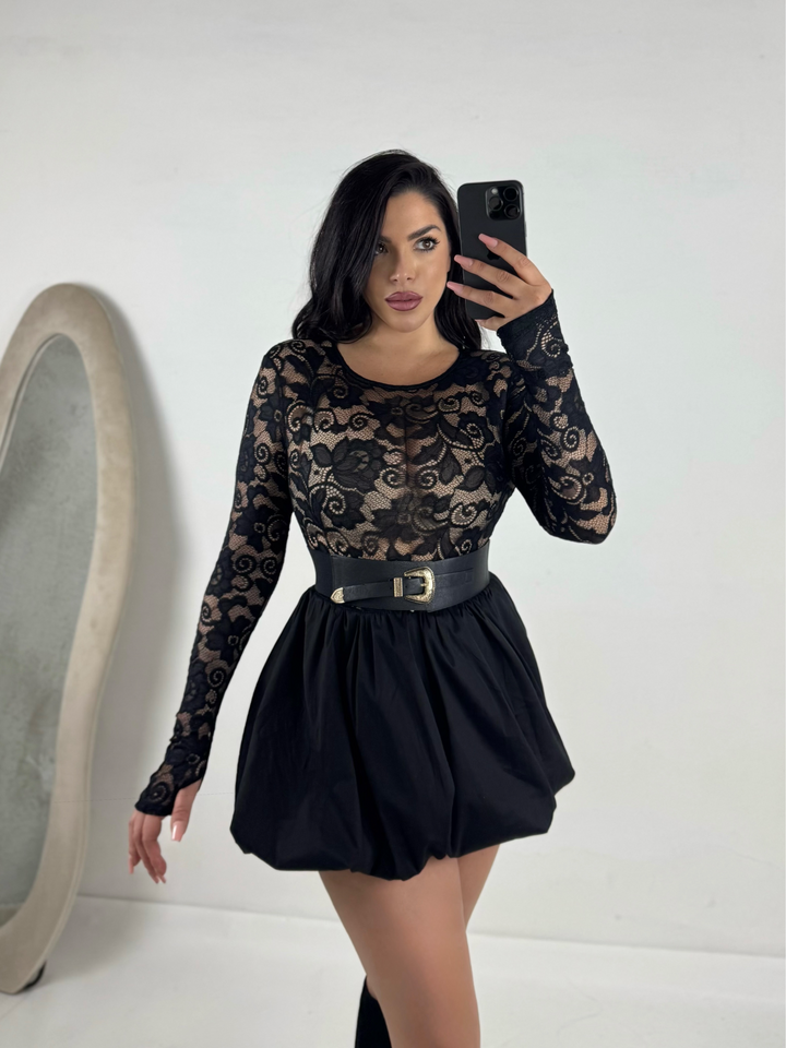 Abito con maniche a guanto e gonna palloncino “Maira”