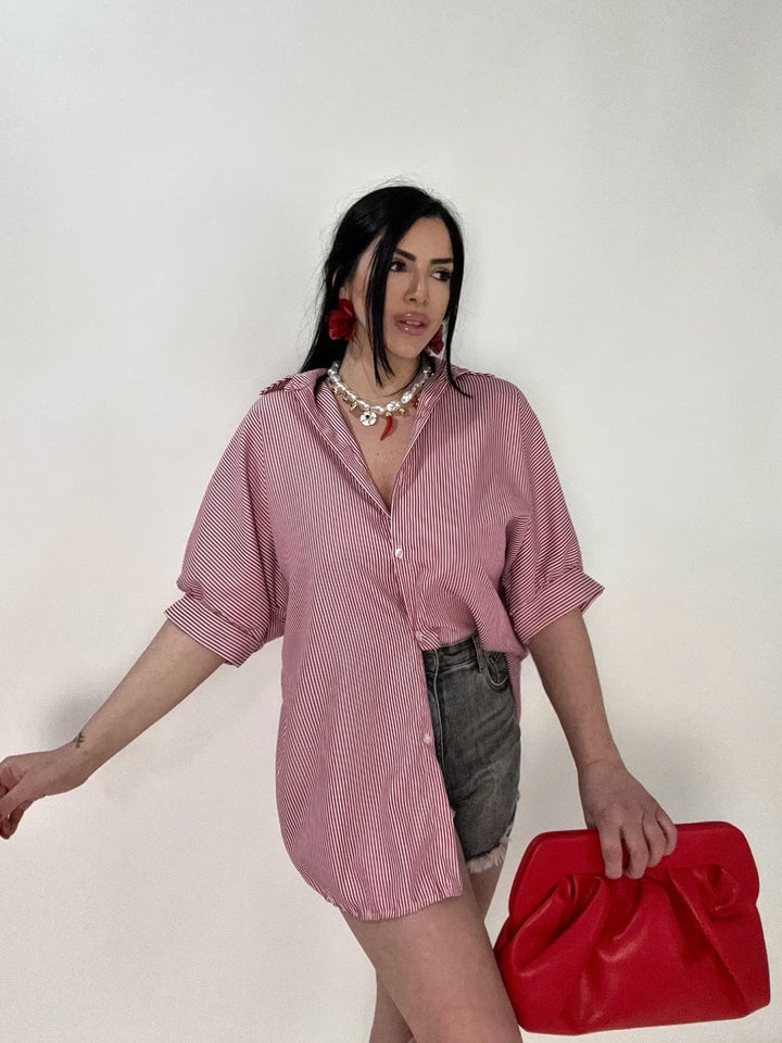 Camicia in cotone a righe con scollo dietro “Charlotte”