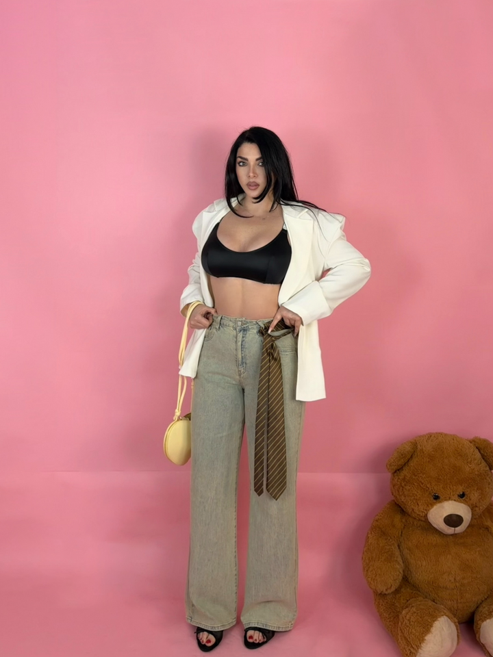 Jeans sabbiato wide leg “Vania”