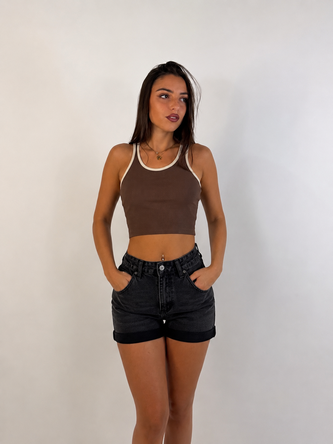 Crop top a costine “Line”