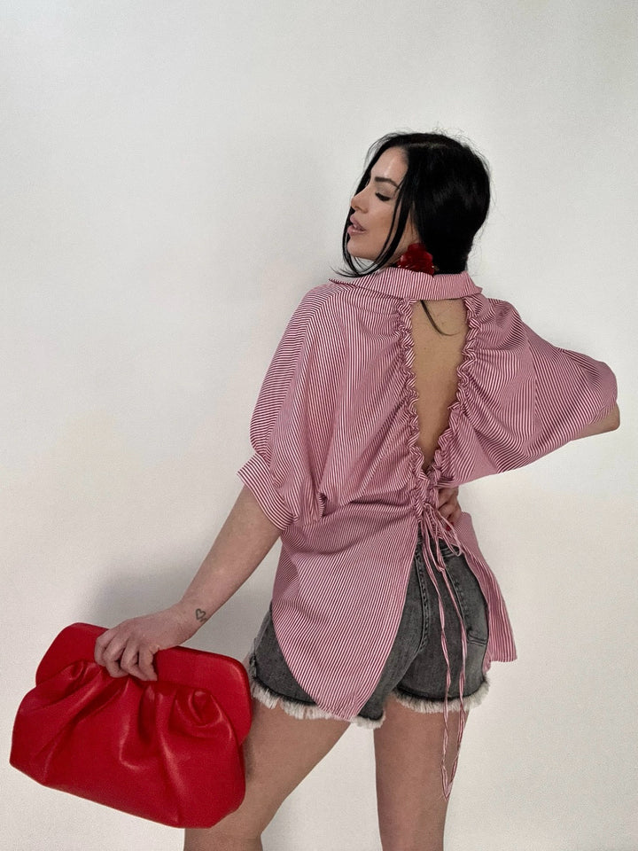 Camicia in cotone a righe con scollo dietro “Charlotte”
