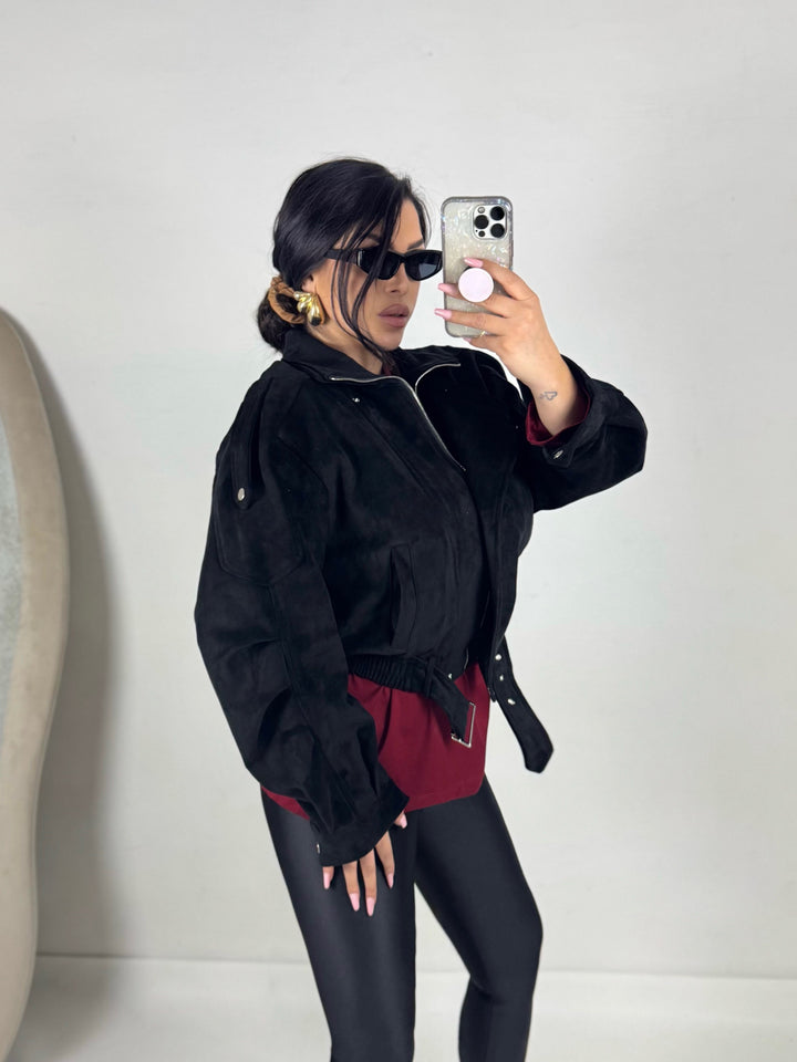 Giubbotto chiodo scamosciato “Josephine”