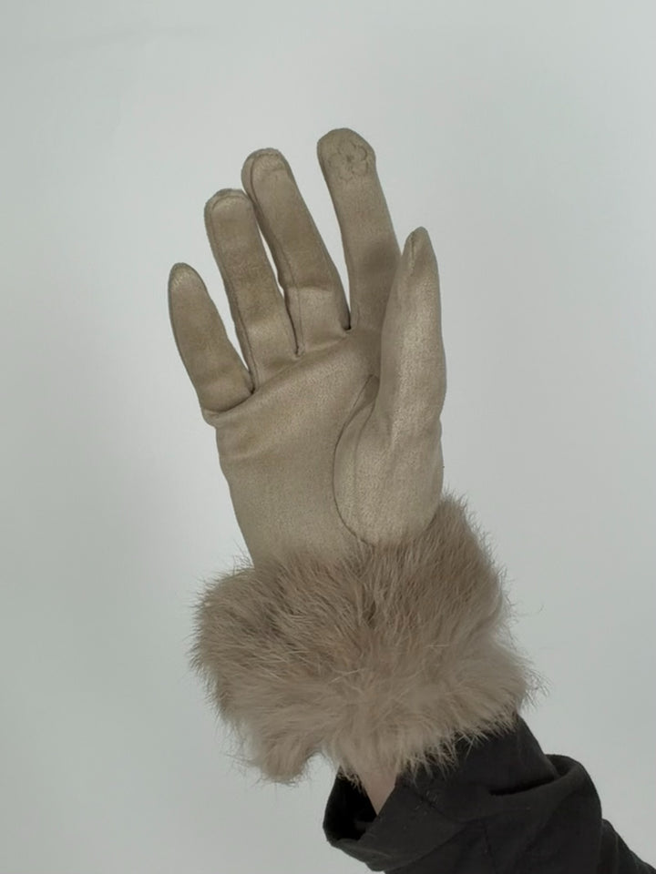 Guanti scamosciati con eco pelliccia “Debby”