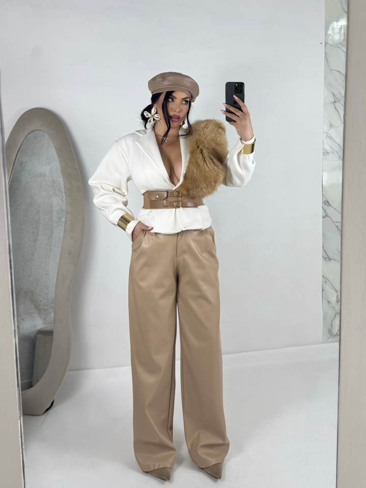 Pantaloni a palazzo in eco pelle “Priscilla”