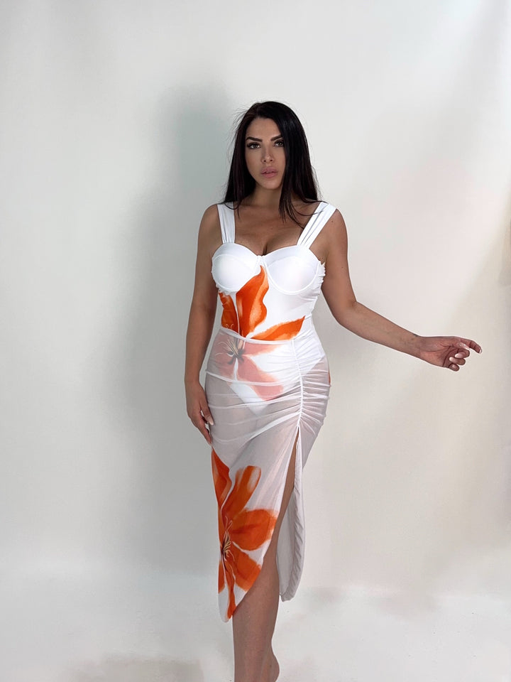 Coordinato costume e gonna copricostume “Hawaii”