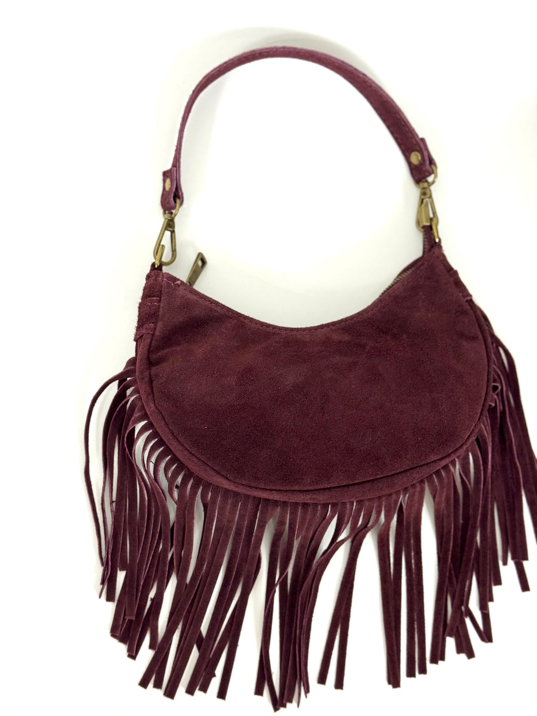 Borsa con frange in vera pelle “New York”