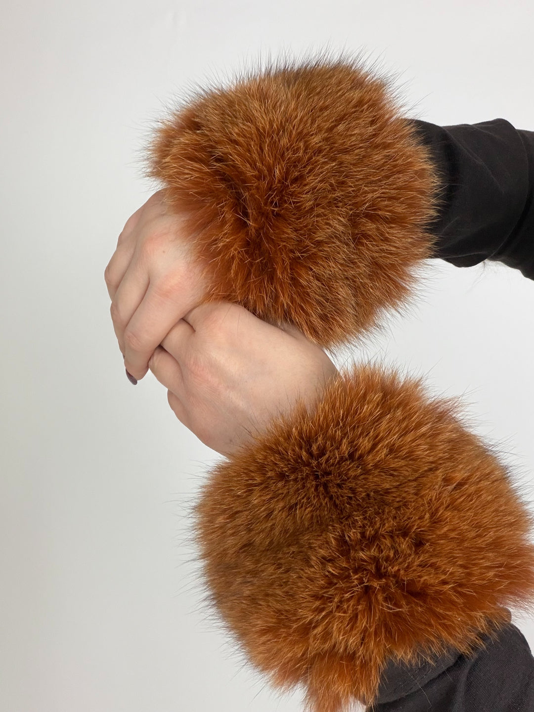 Coppia di polsini in vera pelliccia di volpe vintage  03