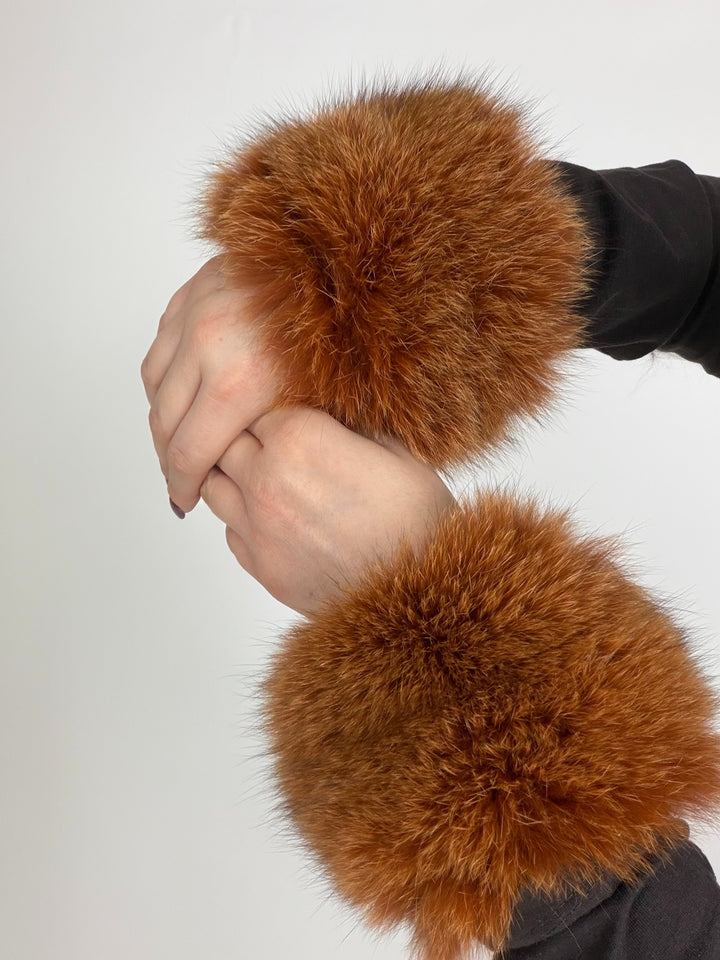 Coppia di polsini in vera pelliccia di volpe vintage  03