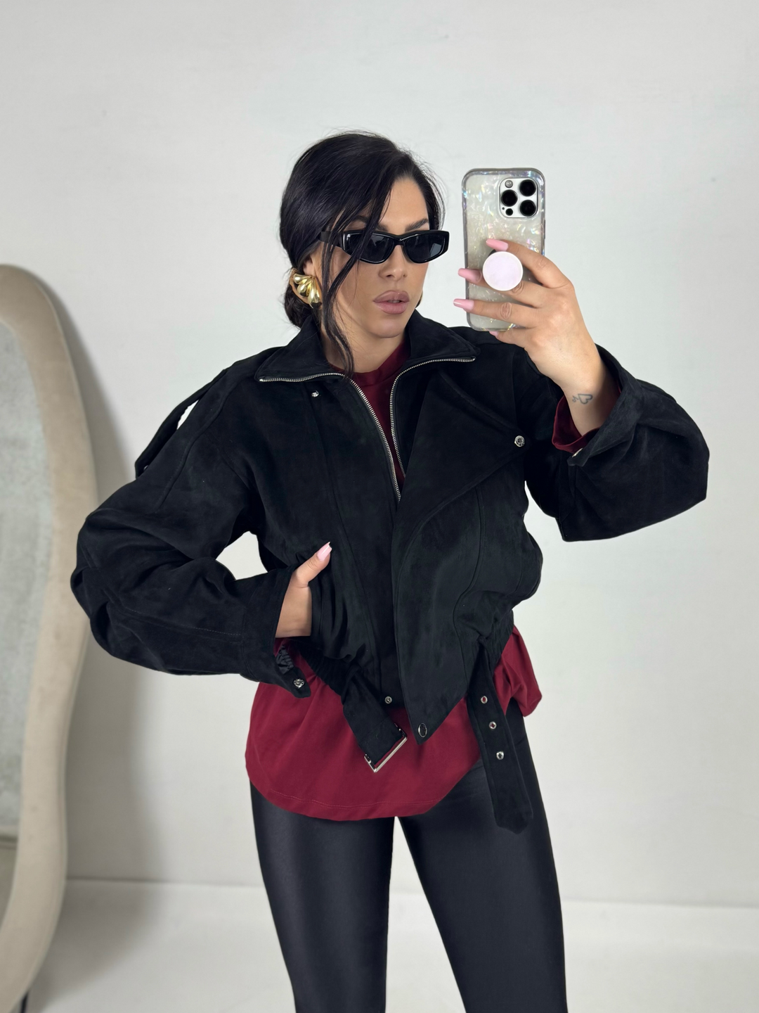 Giubbotto chiodo scamosciato “Josephine”