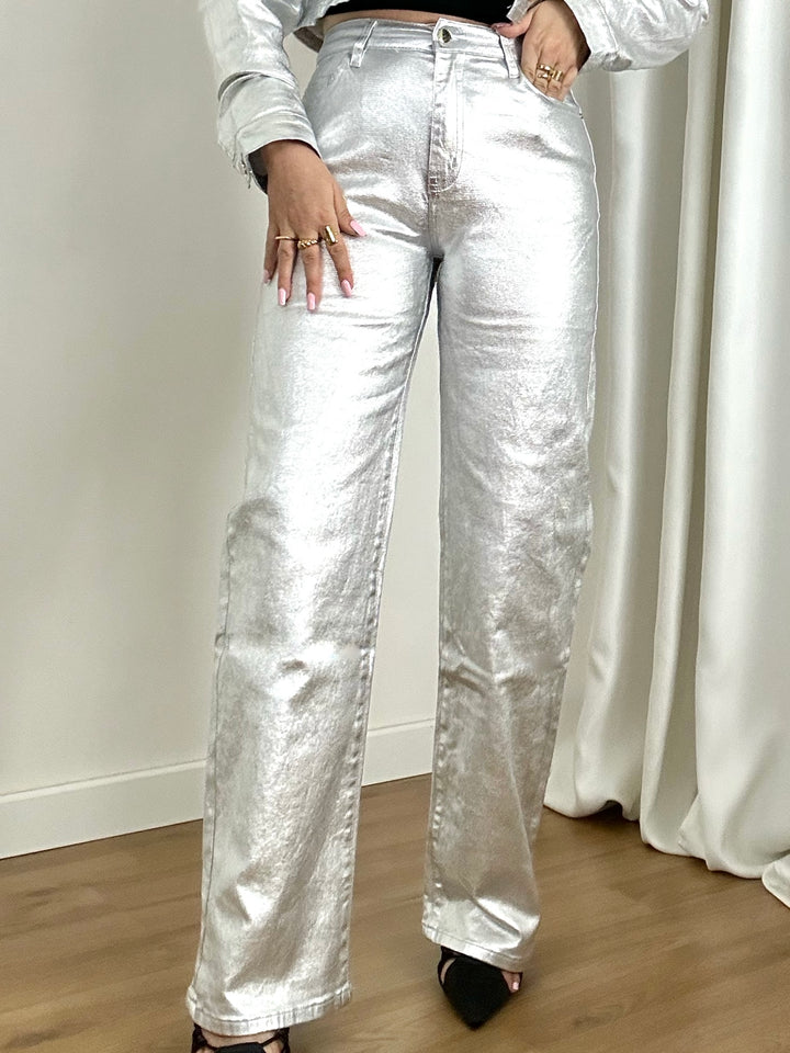 Pantaloni wide leg in similpelle "Zoe"