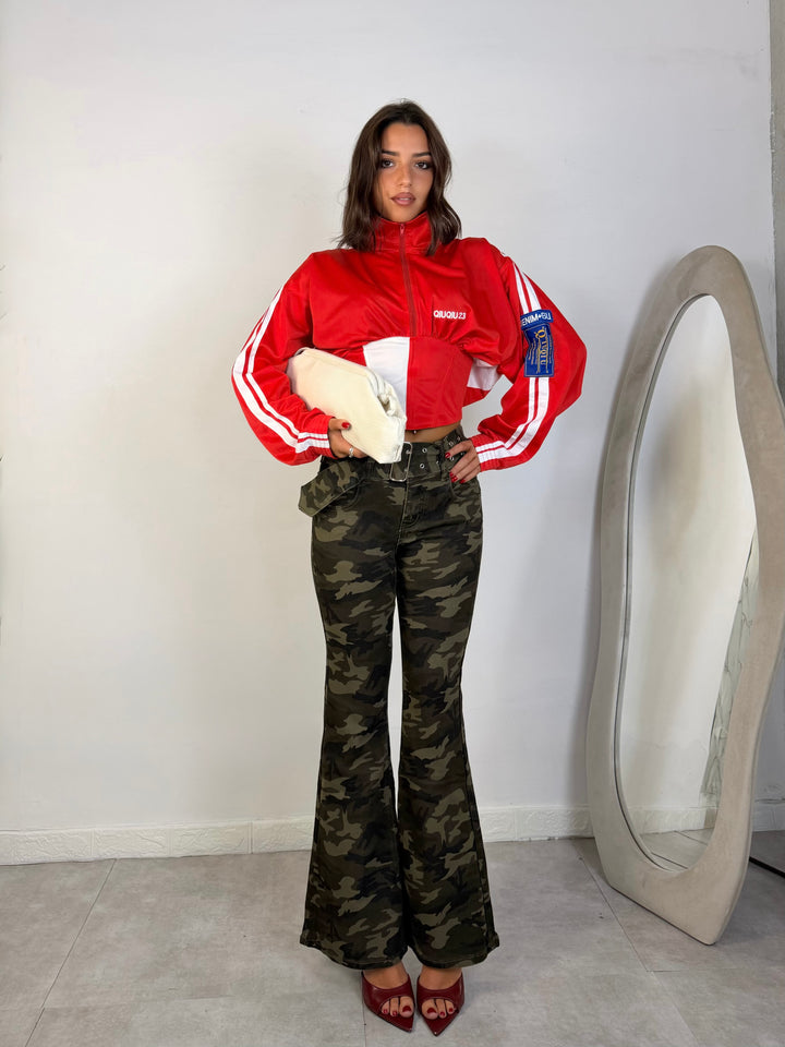 Jeans a zampa con cintura “Army”