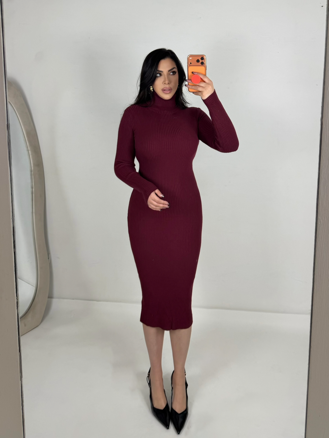 Abito a costine in lana rasata “Simply”