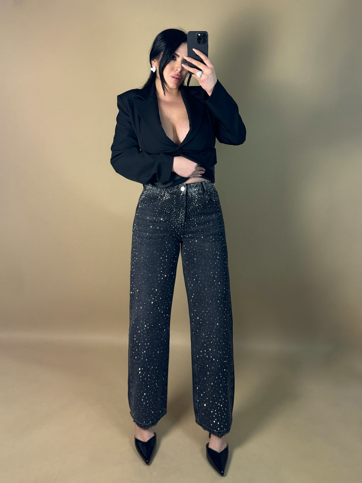 Jeans a palazzo con strass “Giosy”