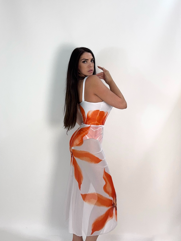 Coordinato costume e gonna copricostume “Hawaii”