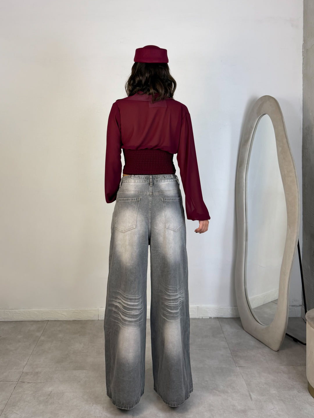 Jeans wide leg grigio “Magda”