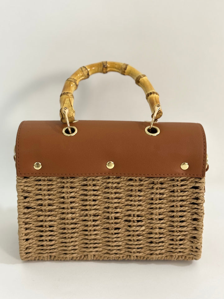 Borsa in rafia ed eco pelle “Diva”
