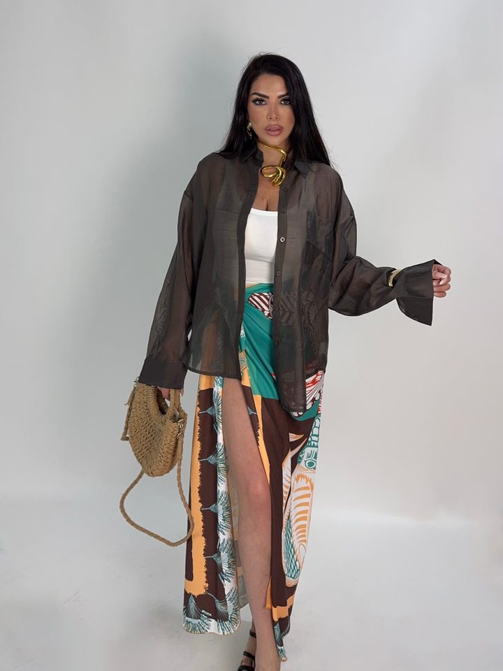 Maxi camicia in organza “Tulum”
