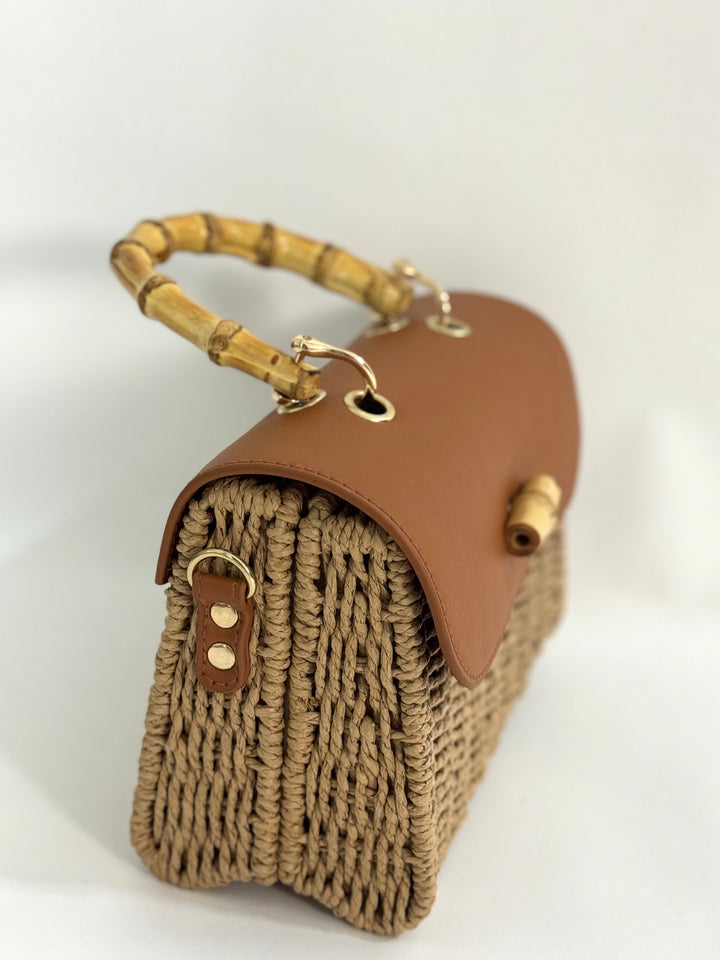 Borsa in rafia ed eco pelle “Diva”