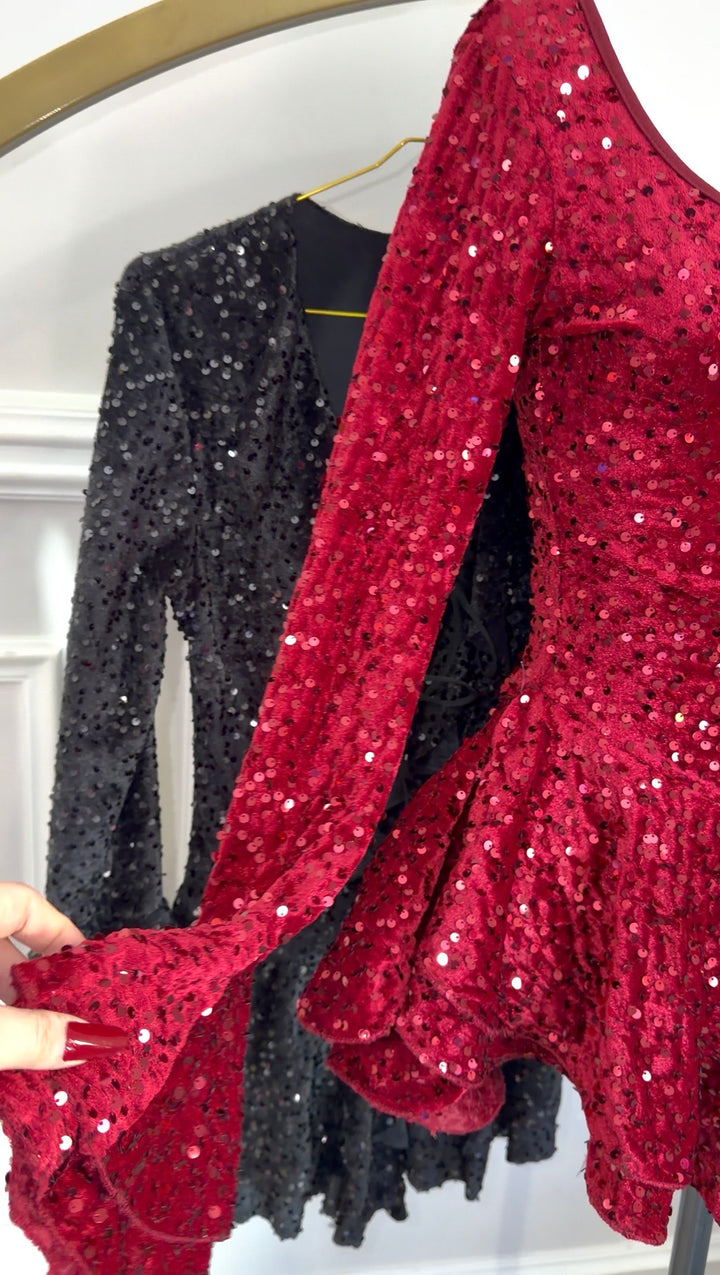 Abito con pantaloncini velluto e paillettes “Dolly”