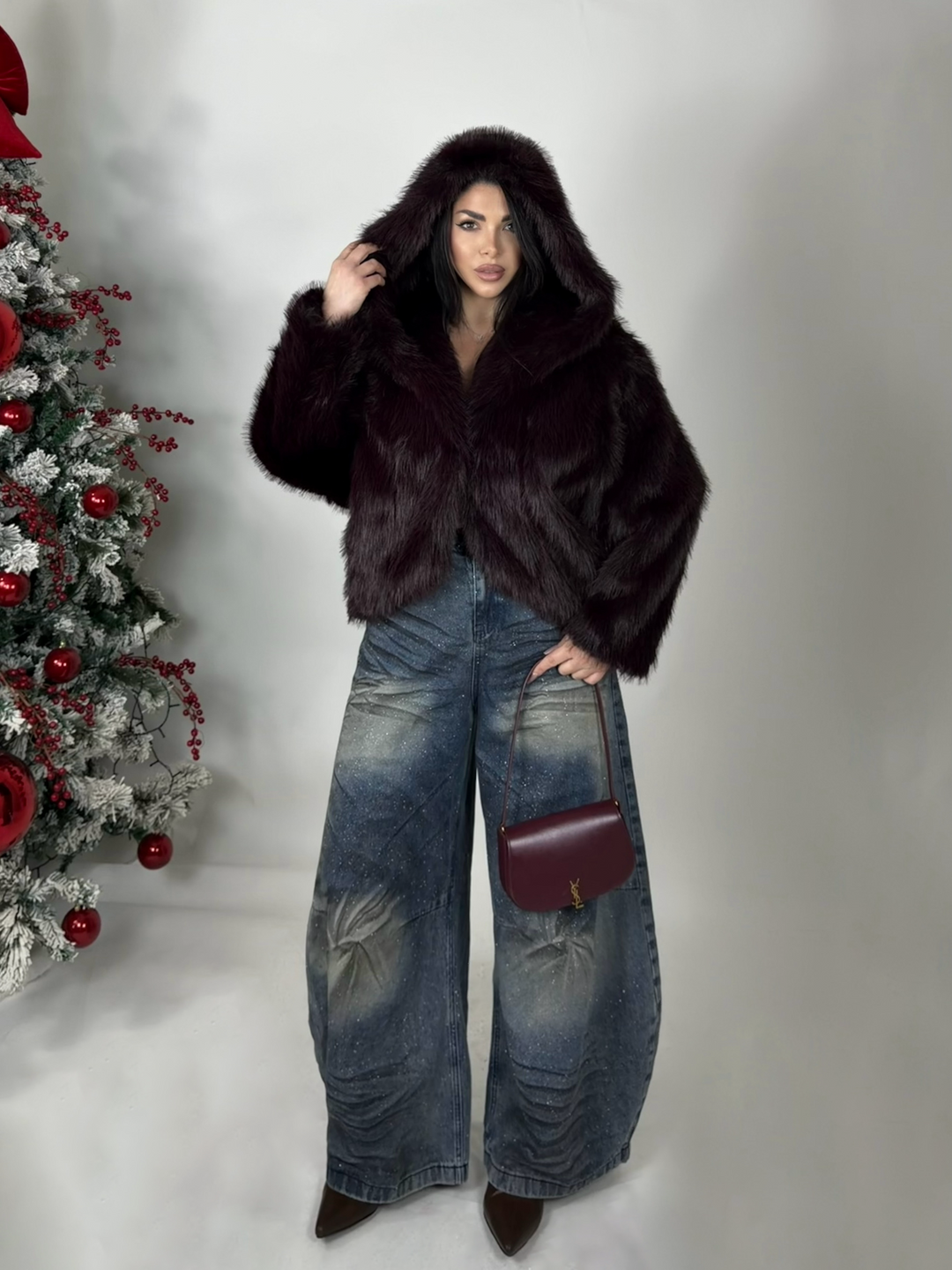 Jeans balloon con brillantini “Ice”