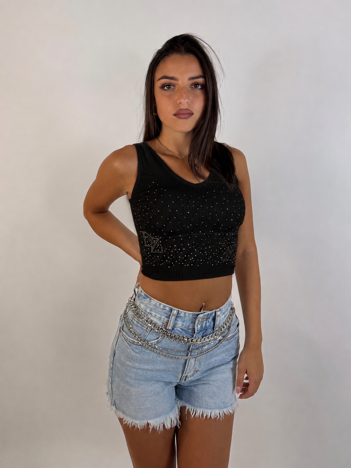 Crop top modellante con coppe “Diamond”
