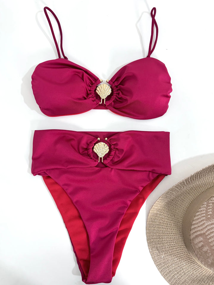 Costume a due pezzi vita alta “Conchiglia”