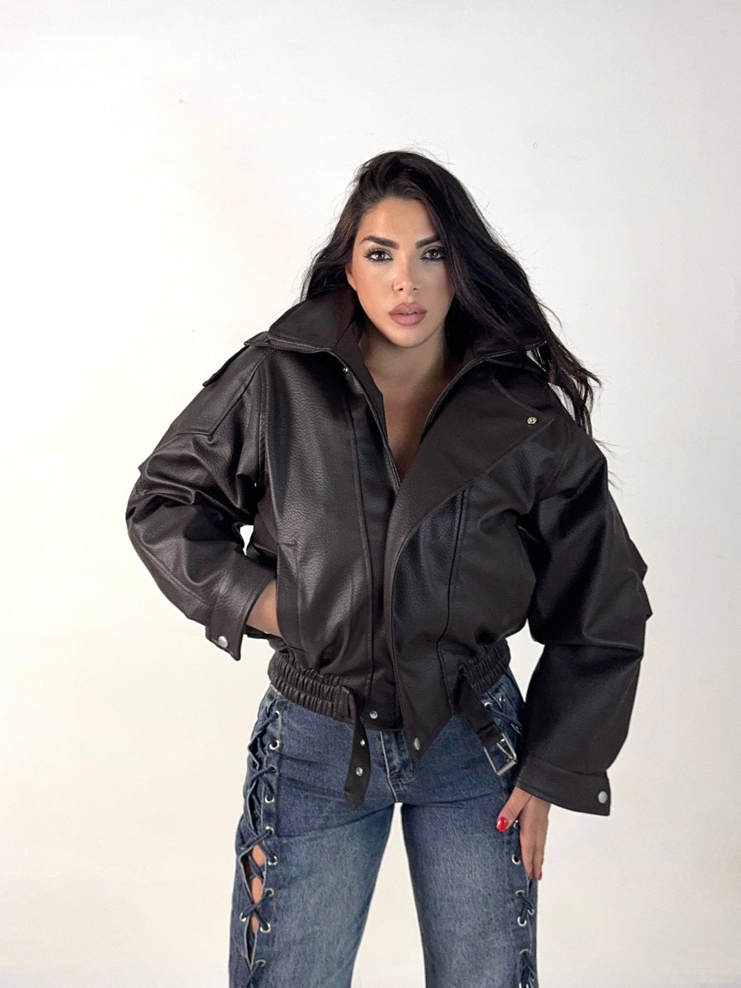 Giubbotto chiodo in eco pelle “Rebel”